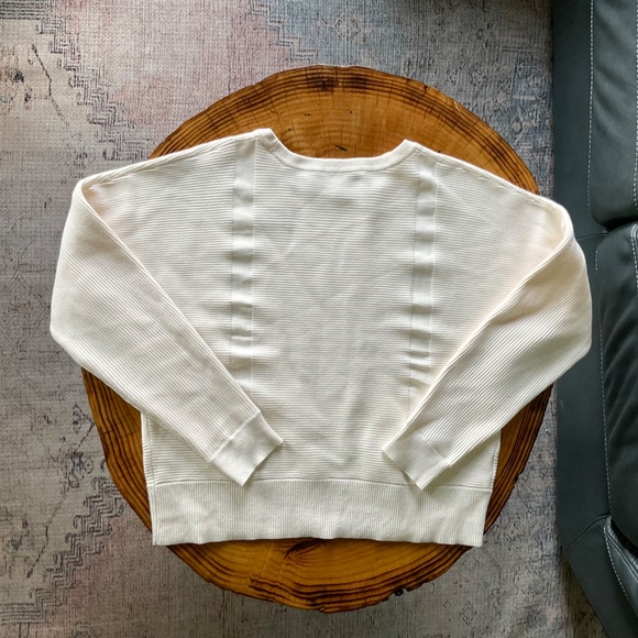 TRUTH Cropped Crew Neck Sweater Women’s Small Pullover Ribbed Boxy Cream - Picture 2 of 11